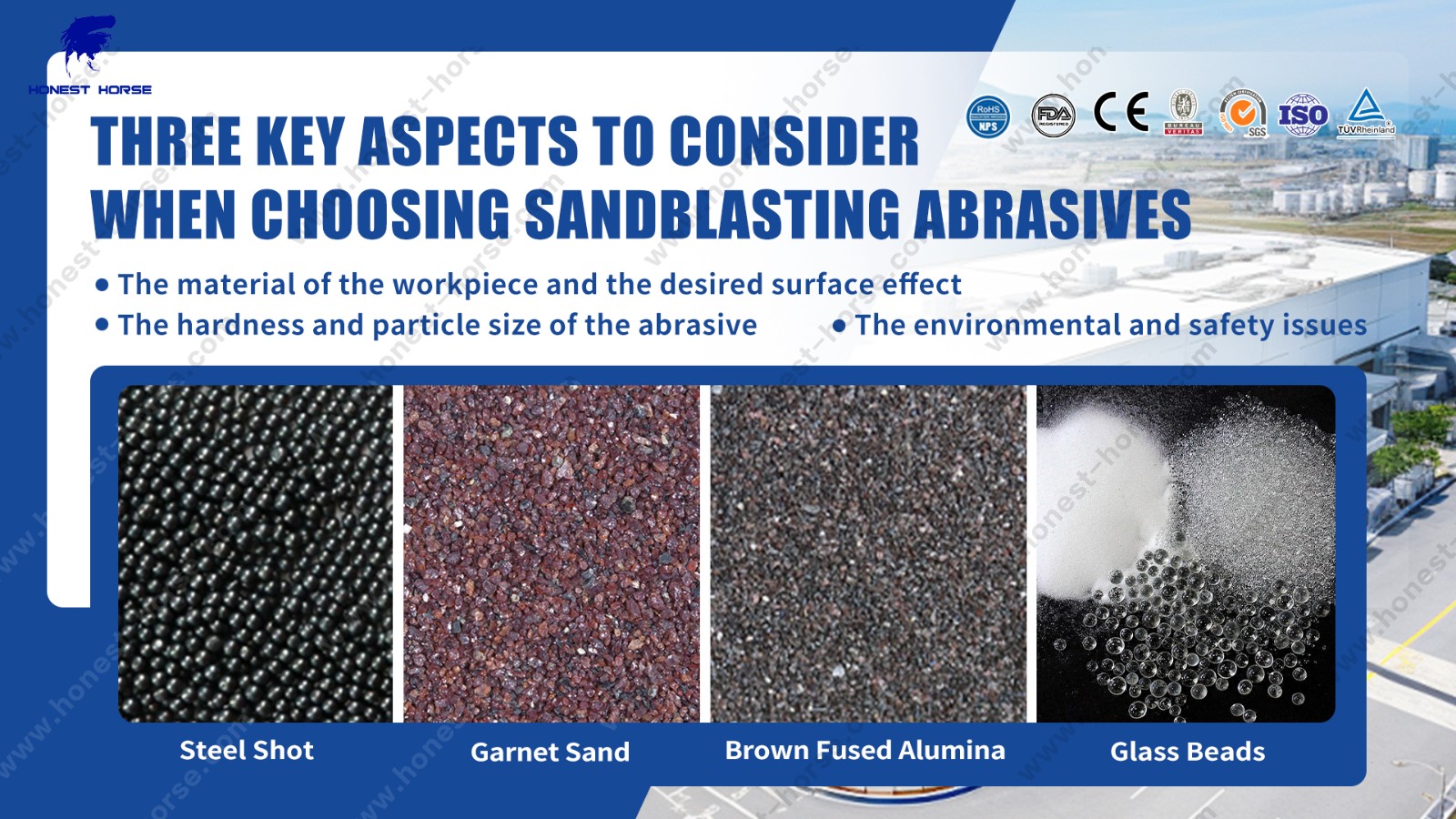 Three key aspects to consider when choosing sandblasting abrasives