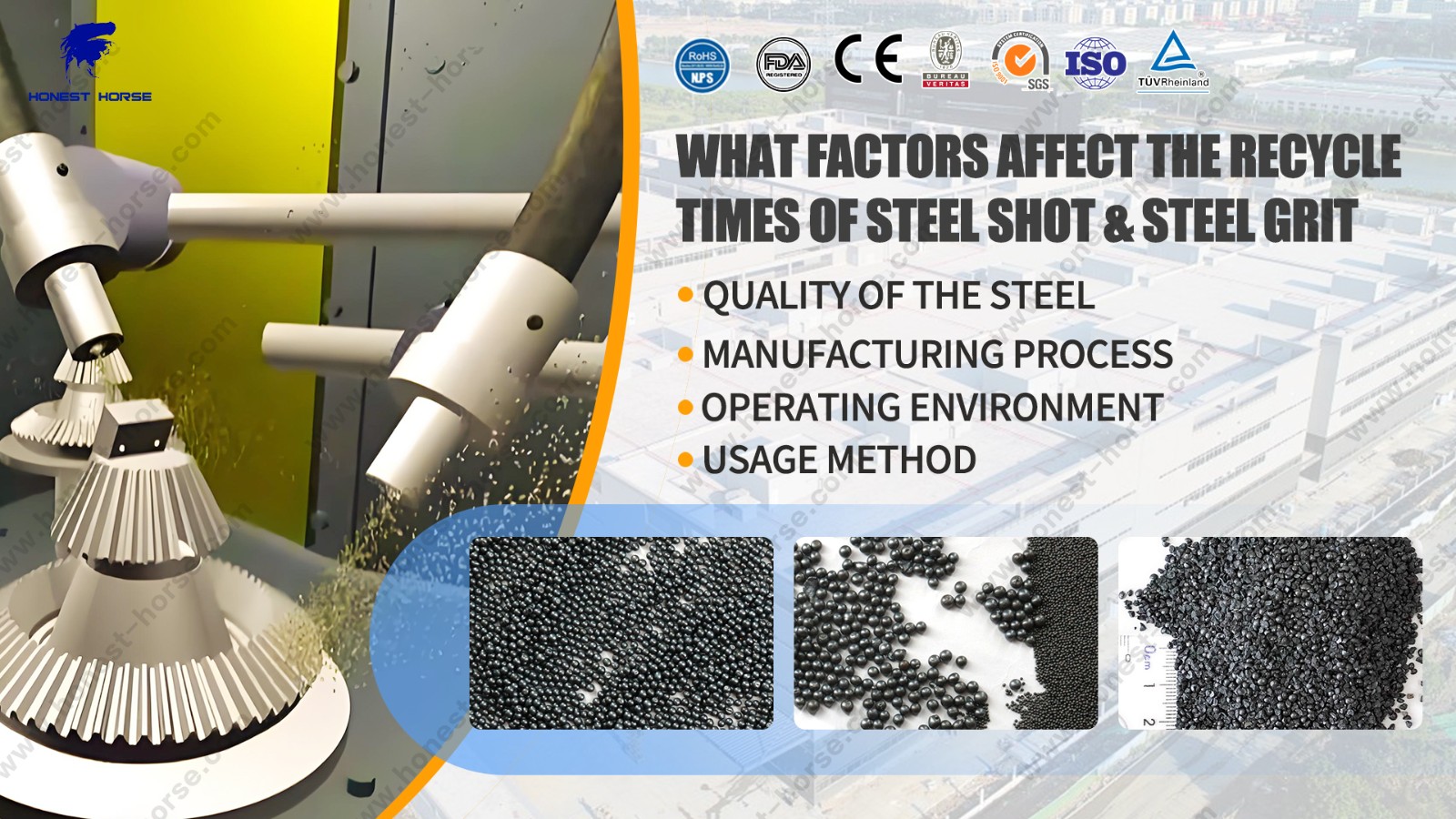 What factors affect the recycle times of steel shot & steel grit