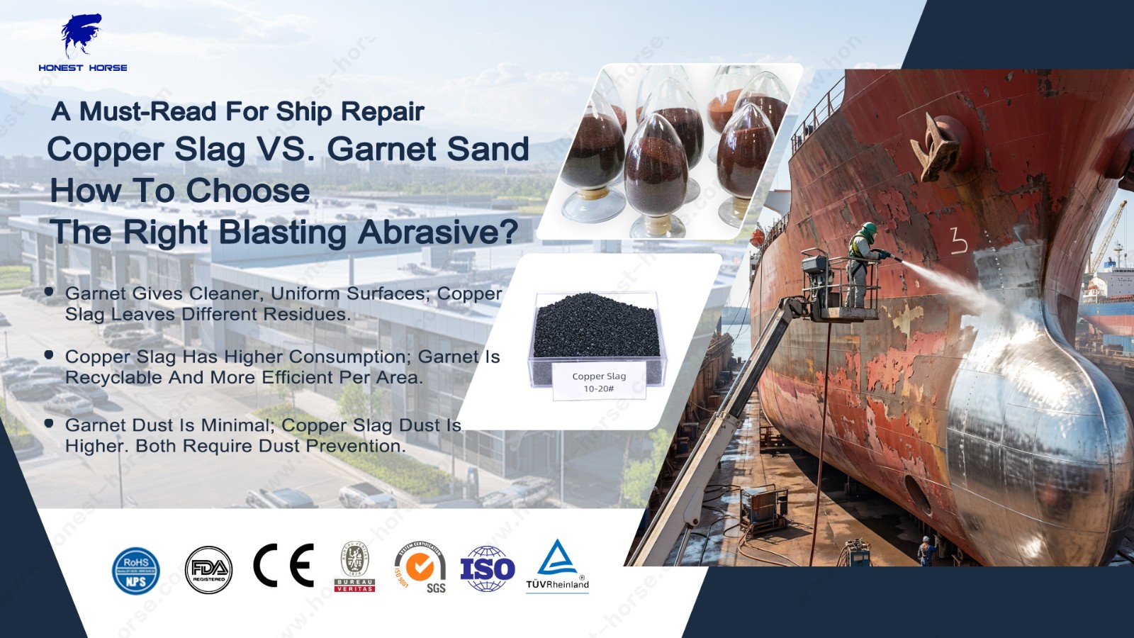 A Must-Read for Ship Repair: Copper Slag vs. Garnet Sand– How to Choose the Right Blasting Abrasive
